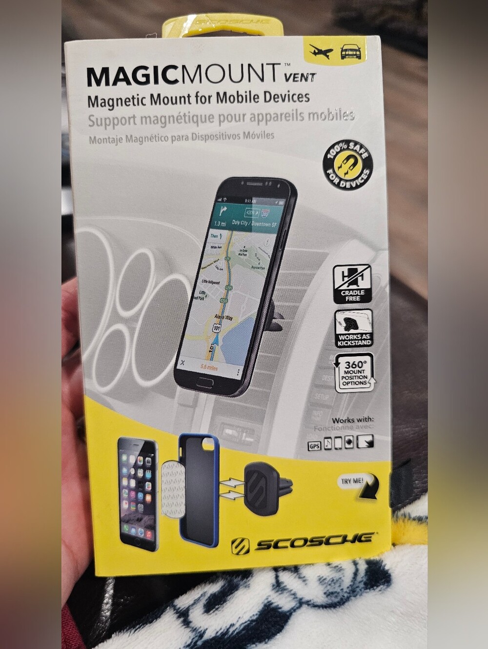 Magnetic Car Vent Mount for Mobile Devices - Black